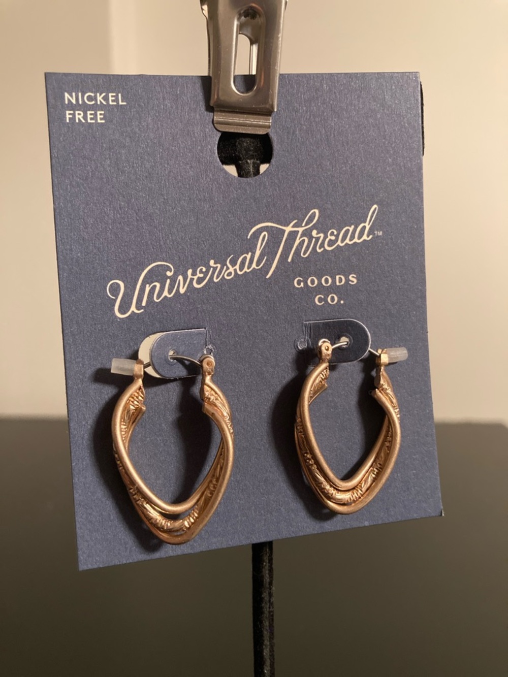 Universal Thread Rose Gold Twisted Sculpted Hoop Earrings